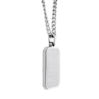 Pendentif plaque prière de Sérénité - Acier inoxydable avec chaine. Color: gris | Doucet Latendresse