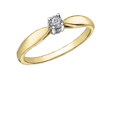 Bague Éclat du Nord pour femme - Or jaune 10K & Diamant solitaire Canadien 0.02 Carat. Color: jaune | Doucet Latendresse