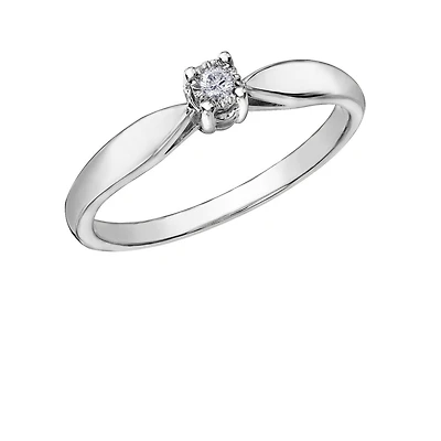 Bague Éclat du Nord pour femme - Or blanc 10K & Diamant Canadien solitaire 0.03 carat. Color: blanc | Doucet Latendresse