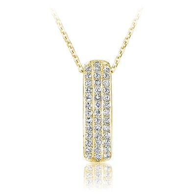 Pendentif triple rang pour femme - Or jaune 10K & Diamants - chaine 18