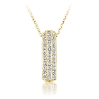 Pendentif triple rang pour femme - Or jaune 10K & Diamants - chaine 18
