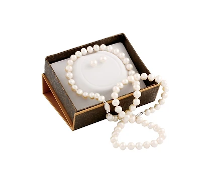 3-piece set for woman - Sterling silver & Fresh water pearls. Color: silver | Doucet Latendresse