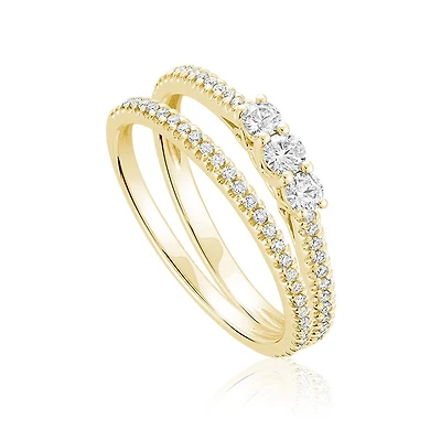 Ensemble d'alliances semi-éternité pour femme - Or jaune 10K & Diamants. Color: jaune | Doucet Latendresse