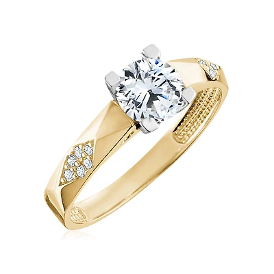 Engagement ring for woman - 10K yellow gold & Cubic zirconia. Color: yellow | Doucet Latendresse