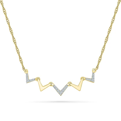 Collier V en Or Jaune 10K avec Diamants. Color: jaune | Doucet Latendresse