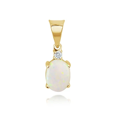 Pendentif pour femme - Or jaune 10K avec zircons cubiques & Opale. Color: jaune | Doucet Latendresse