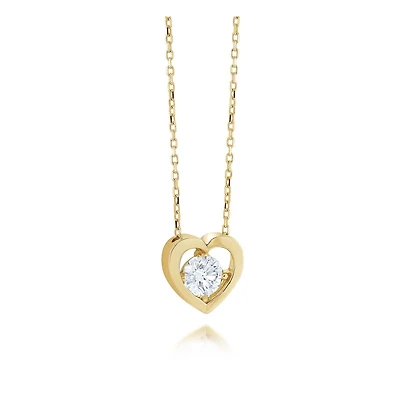 Heart pendant for woman - 10K yellow gold & Cubic zirconia - necklace included. Color: yellow | Doucet Latendresse