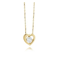Heart pendant for woman - 10K yellow gold & Cubic zirconia