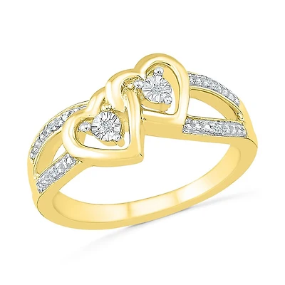 Heart ring for woman - 10K 2-tone gold (yellow & white) & Diamonds. Color: 2 tone | Doucet Latendresse