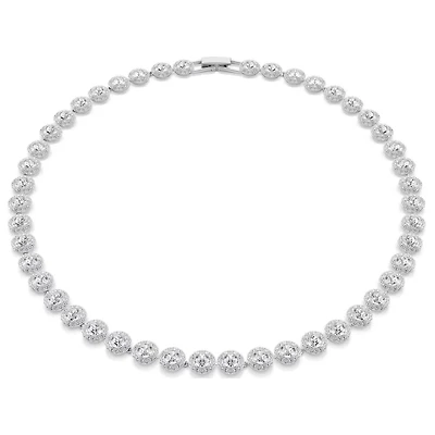 Una Angelic Necklace in Rhodium-Plated Metal with Swarovski Crystals - 40cm. Color: white | Doucet Latendresse