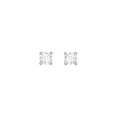 BOUCLES D'OREILLES ATTRACT ROUND, BLANC, MÉTAL RHODIÉ. Color: blanc | Doucet Latendresse