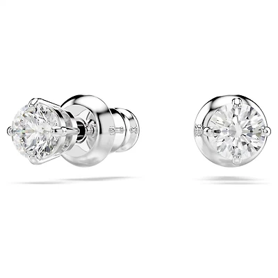 Boucles d'Oreilles Stilla Attract en Métal Rhodié avec Cristal Swarovski - 0.4 x 0.4 cm. Color: blanc | Doucet Latendresse