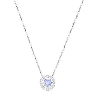 SPARKLING DANCE ROUND NECKLACE, BLUE, RHODIUM PLATING. Color: white | Doucet Latendresse