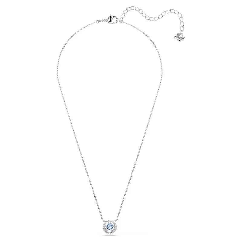 Collier Una en Métal Rhodié avec Cristaux Swarovski Bleu - 15