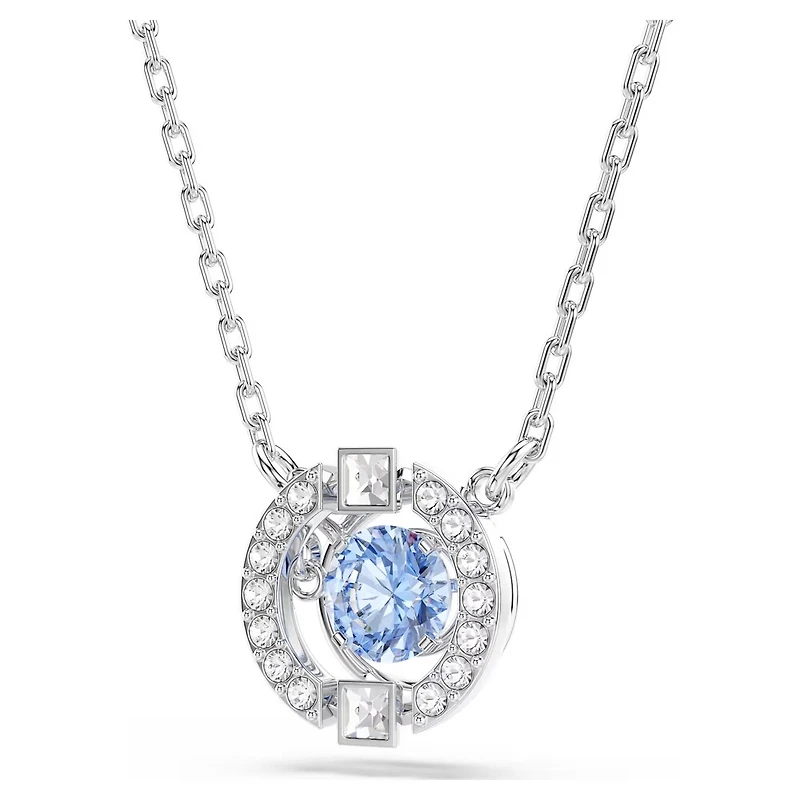 Collier Una en Métal Rhodié avec Cristaux Swarovski Bleu - 15