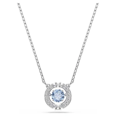 Collier Una en Métal Rhodié avec Cristaux Swarovski Bleu - 15