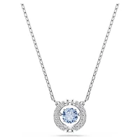 Collier Una en Métal Rhodié avec Cristaux Swarovski Bleu - 15