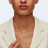 Collier Una en Métal Rhodié avec Cristaux Swarovski Bleu - 15