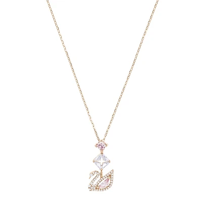 COLLIER EN Y DAZZLING SWAN, MULTICOLORE, PLAQUÉ OR ROSE. Color: rose | Doucet Latendresse