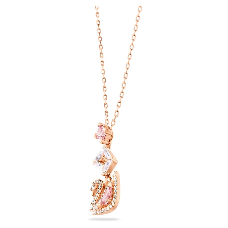 Pendentif Swan en Métal Plaqué Or Rose avec Cristaux Swarovski - 15