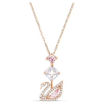 Pendentif Swan en Métal Plaqué Or Rose avec Cristaux Swarovski - 15