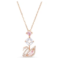 Pendentif Swan en Métal Plaqué Or Rose avec Cristaux Swarovski - 15
