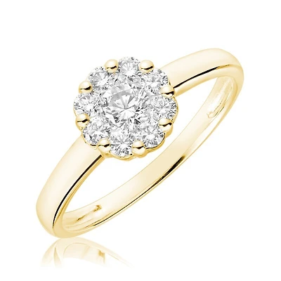 Flower ring for woman - 10K yellow gold & Diamonds. Color: yellow | Doucet Latendresse