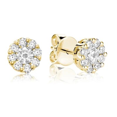 Flower stud earrings for woman - 10K yellow gold & Diamonds. Color: yellow | Doucet Latendresse