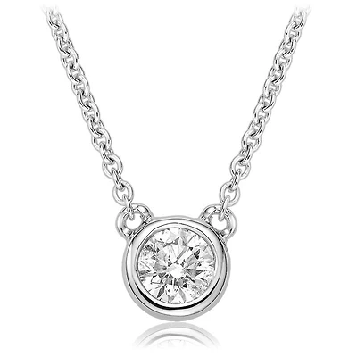 Necklace for woman - 10K white gold & Solitaire diamond. Color: white | Doucet Latendresse