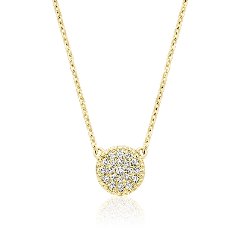 Collier pour femme - Or jaune 10K & Diamants - chaine 18