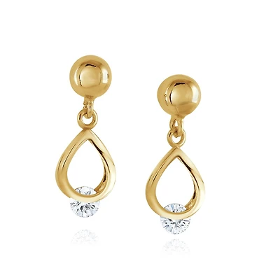 BOUCLES D'OREILLES PENDENTIF POUR FEMME - OR JAUNE 10K ZIRCONS CUBIQUES. Color: jaune | Doucet Latendresse
