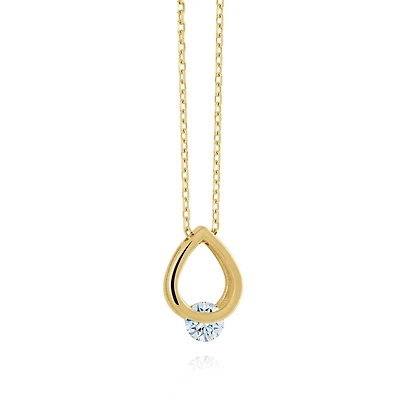 PENDANT FOR WOMEN - 10K YELLOW GOLD & CUBIC ZIRCONIA - necklace included. Color: yellow | Doucet Latendresse