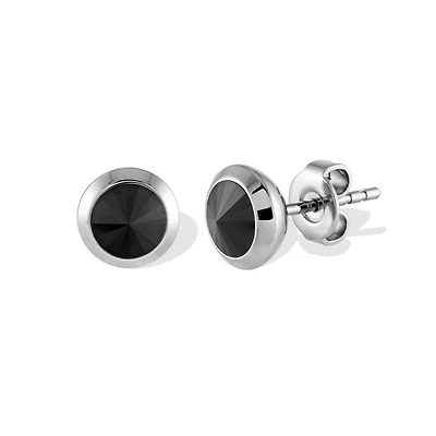 Italgem earrings for women - Stainless steel & SWAROVSKI Cryastal Black. Color: white | Doucet Latendresse