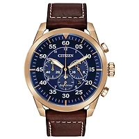 Citizen Watch Avion with Leather Bracelet and Stainless Steel Case - 45mm | Doucet Latendresse