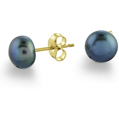 Earrings with Fresh Water Pearls 6.5mm in 10K yellow Gold. Color: yellow | Doucet Latendresse