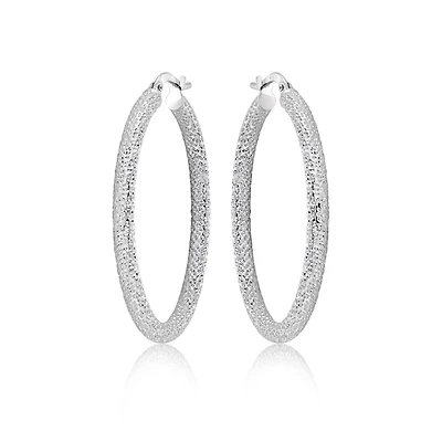 HOOP EARRINGS FOR WOMAN - 10K WHITE GOLD. Color: white | Doucet Latendresse