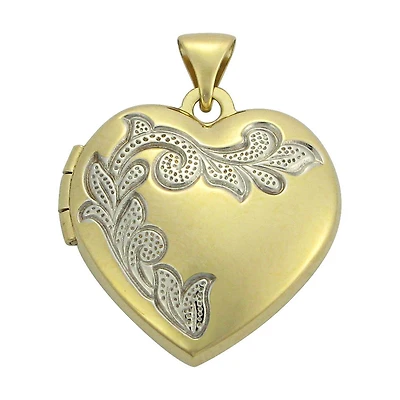 Two-Tone 10K Gold Heart Medallion - 18x18mm. Color: 2 tone | Doucet Latendresse