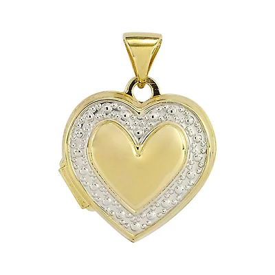 heart Medallion 2 tones in yellow gold 10k. Color: 2 tone | Doucet Latendresse