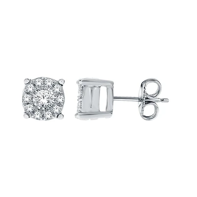 Stud earrings, 10K white Gold and diamonds 5 pts.. Color: white | Doucet Latendresse