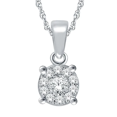 Pendant for woman - 10K white Gold & Diamonds T.W. 5pts, 4mm (Chain not included). Color: white | Doucet Latendresse