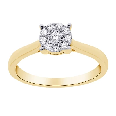 10K yellow Gold Ring with Cluster Diamonds - 0.05ct. Color: | Doucet Latendresse