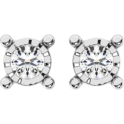 Stud earrings - sterling silver .925 & Diamonds  T.W. 10 Pts. Color: white | Doucet Latendresse