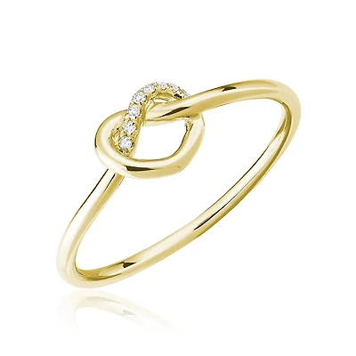 Bague Nœud en Or 10K avec Diamants. Color: jaune | Doucet Latendresse
