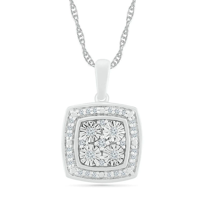 Pendentif pour femme avec Chaîne- Argent sterling .925 & Diamants totalisant 0.08 Carat. Color: blanc | Doucet Latendresse