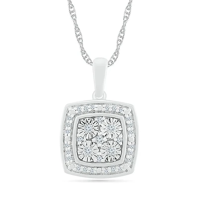Pendentif pour femme avec Chaîne- Argent sterling .925 & Diamants totalisant 0.08 Carat. Color: blanc | Doucet Latendresse