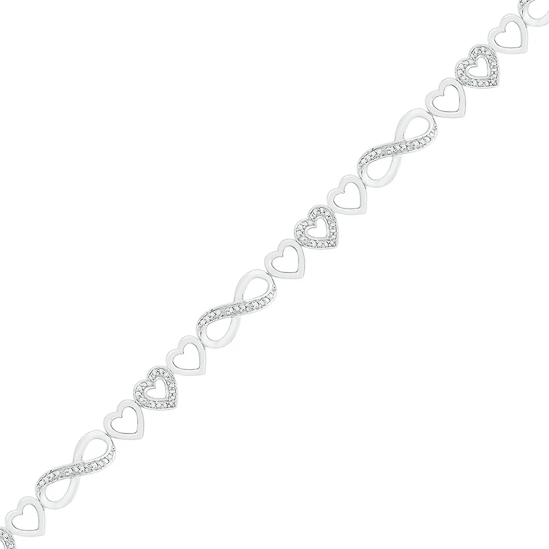 Bracelet infini pour femme - Argent sterling .925 & diamants totalisant 0.05 carat - 7mm. Color: blanc | Doucet Latendresse
