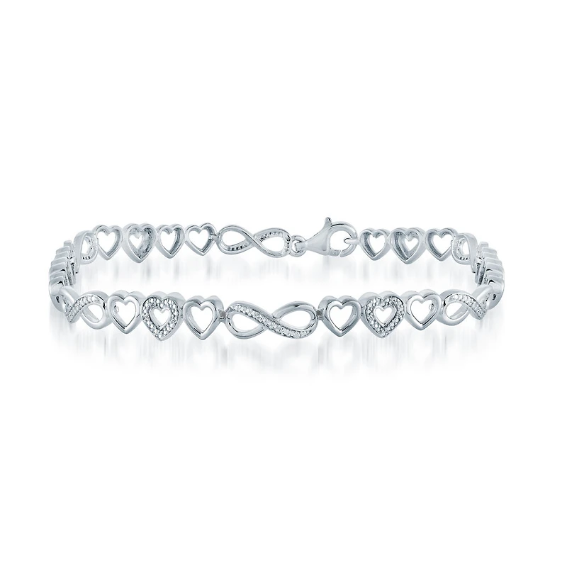 Bracelet infini pour femme - Argent sterling .925 & diamants totalisant 0.05 carat - 7mm. Color: blanc | Doucet Latendresse