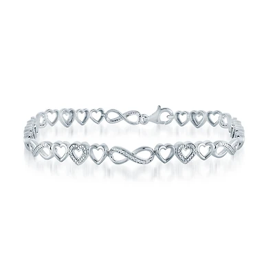 Bracelet infini pour femme - Argent sterling .925 & diamants totalisant 0.05 carat - 7mm. Color: blanc | Doucet Latendresse