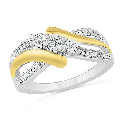 Ring for women , sterling silver .925 and 10K yellow Gold & Diamonds 1 pts T.W.. Color: 2 tone | Doucet Latendresse