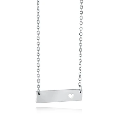 Stainless steel necklace - Heart plaque. Color: silver | Doucet Latendresse
